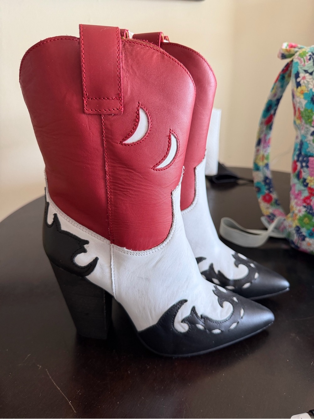 dingo Red White and Black Western Heel Boots - Picture 3 of 9